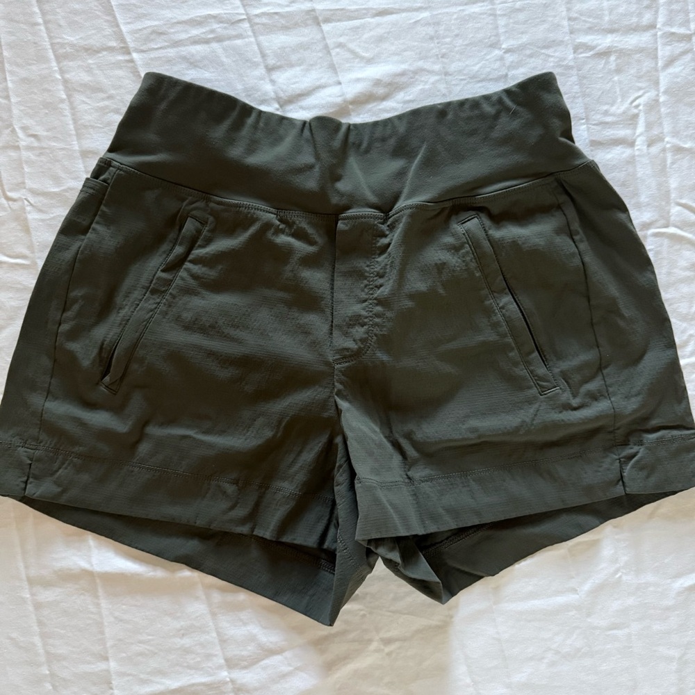 Athleta Olive Green High-Waist Performance Shorts